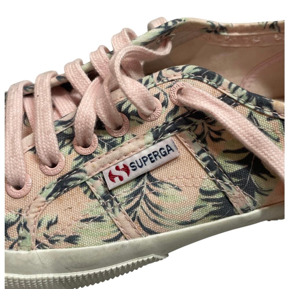 Superga Tropical Print Sneakers Pink Canvas Lace Up Women’s 8.5 EU 39.5 - Picture 4 of 10